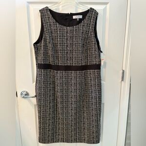 Kasper Black Tweed Sleeveless Sheath Dress Size 16W NWT